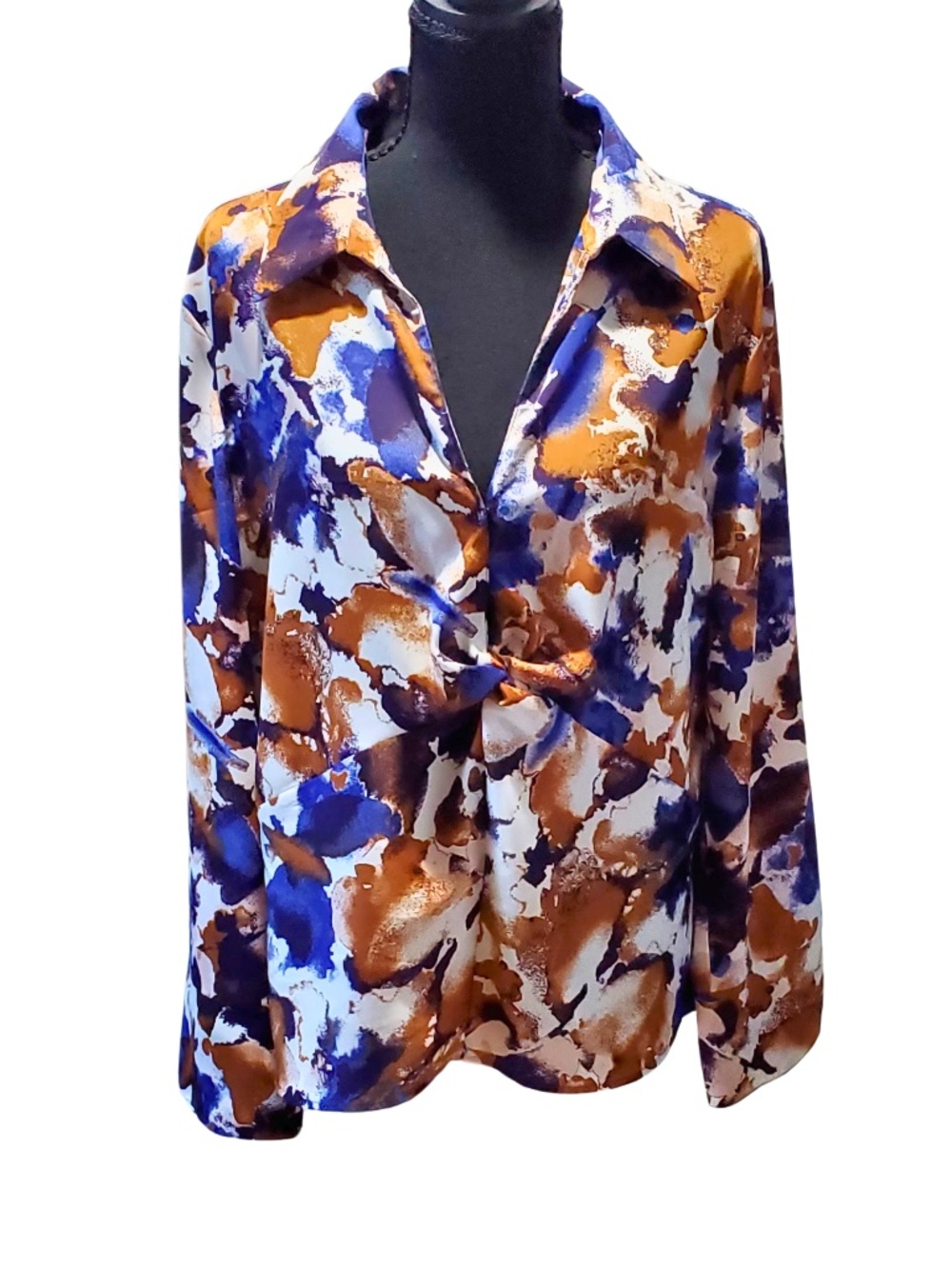 Zara Women X-LARGE couquette artistic satin multicolor blouse
